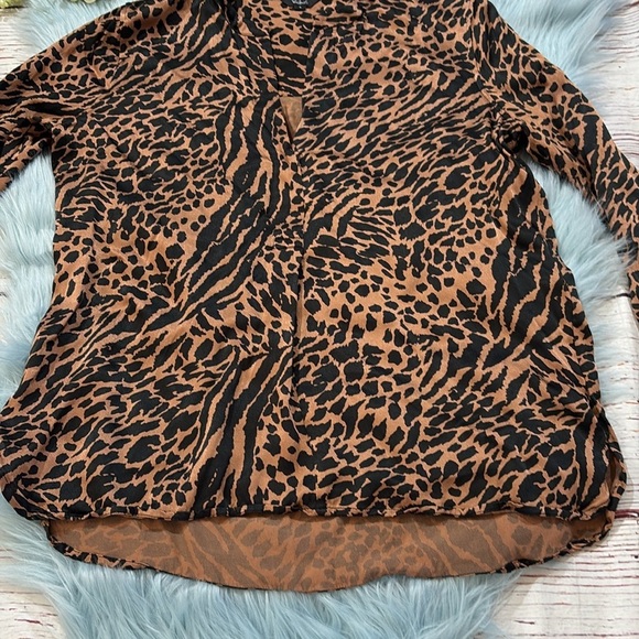 Rails Pearl Cinnamon Mixed Animal Print Popover Top sz S - Picture 8 of 11